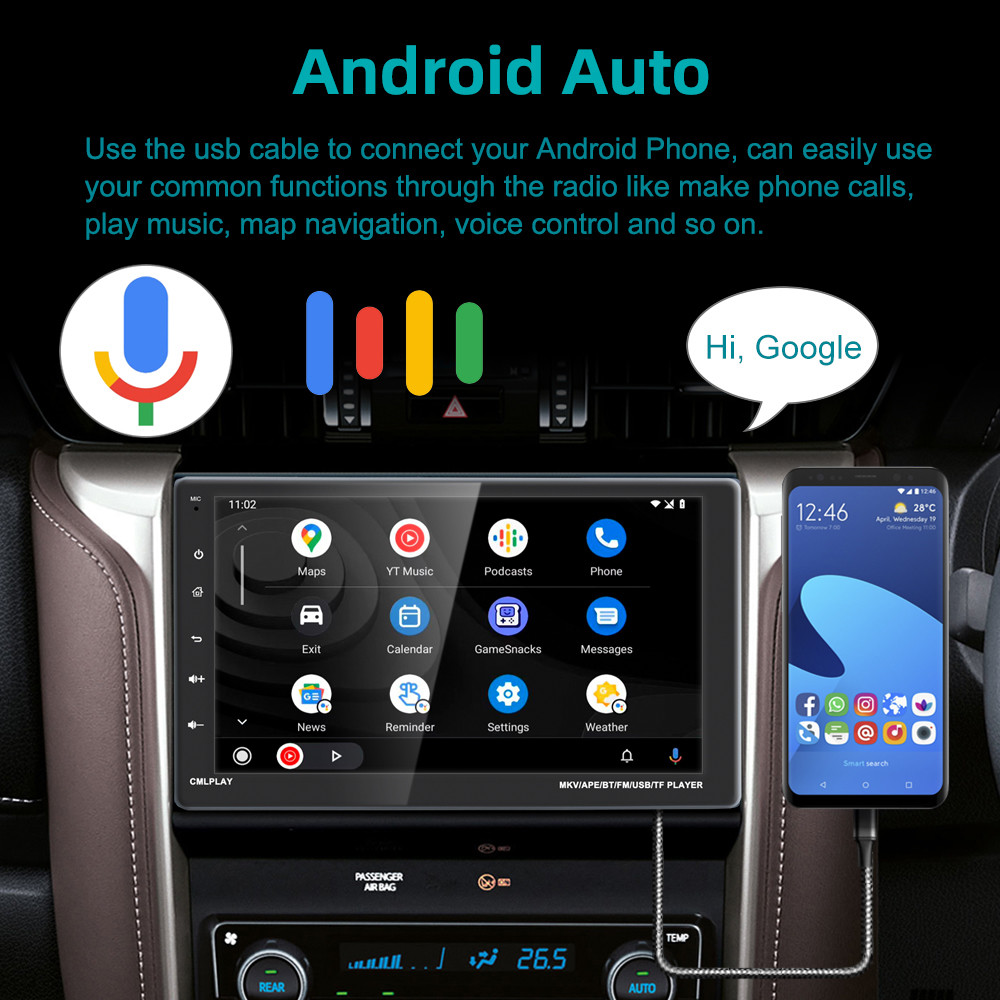 Phonelink Single Din MP5 Player 9 Inch Touch Screen Car Stereo AUX USB Receiver
