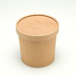 8oz Disposable Food Container Brown Kraft Paper Soup Bowl With Lid Microwave
