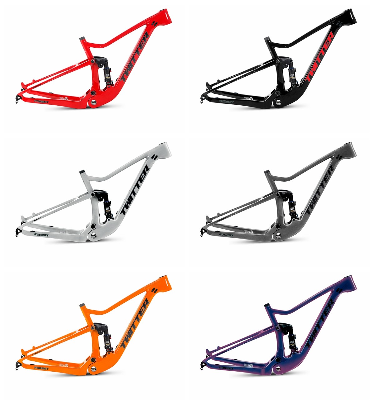 15"17" 19" Carbon Fiber Full Suspension MTB Frame With DNM Rear Shox