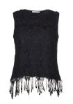 Beautiful Ladies Fashion Tops Black Sexy Lace Sleeveless Tops Polyester Material