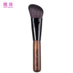 T06 Custom Logo Angled Contour Makeup Brush Natural Gaot Hair Copper Tube Wood