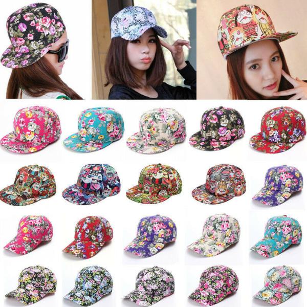 Unisex Hip Hop Floral Flower Polyester Baseball Caps Flat Peaked Adjustable