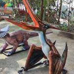 3D Fiberglass Realistic Looking Dinosaurs Struggled Pterosauria Statue Outdoor