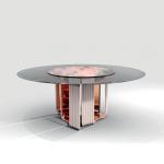 Turntable Luxury Modern Dining Table Stainless Steel Glass Surface