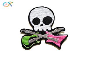 Wholesale Music Guitar Iron On Embroidered Patches Hot Cut T Shirt Logo 12 Colors Custom from china suppliers