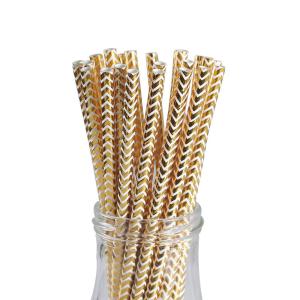 Wholesale 197mm 6mm Chevron Foil Gold Bendable Paper Drinking Straws from china suppliers