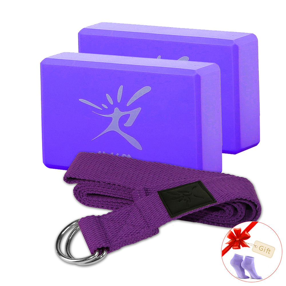 Gym Yoga Exercise Blocks Set Pilate Brick / Yoga Stretching Belt Bolster