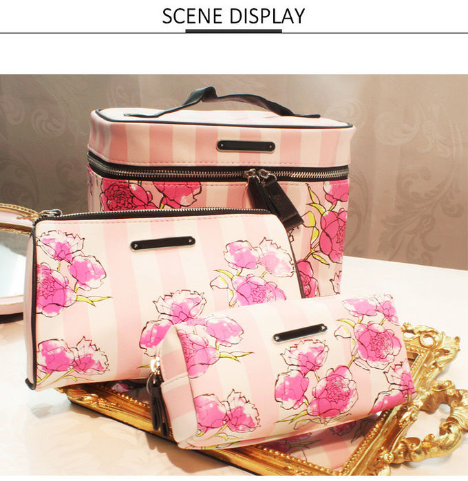 Flower Printing Zipper Closure Lipstick Travel Toiletry Bag