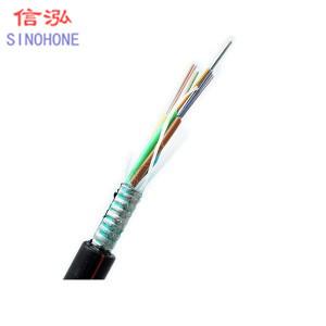 Single Mode Outdoor Armored Fiber Optic Cable Black 12 Core Water Blocking