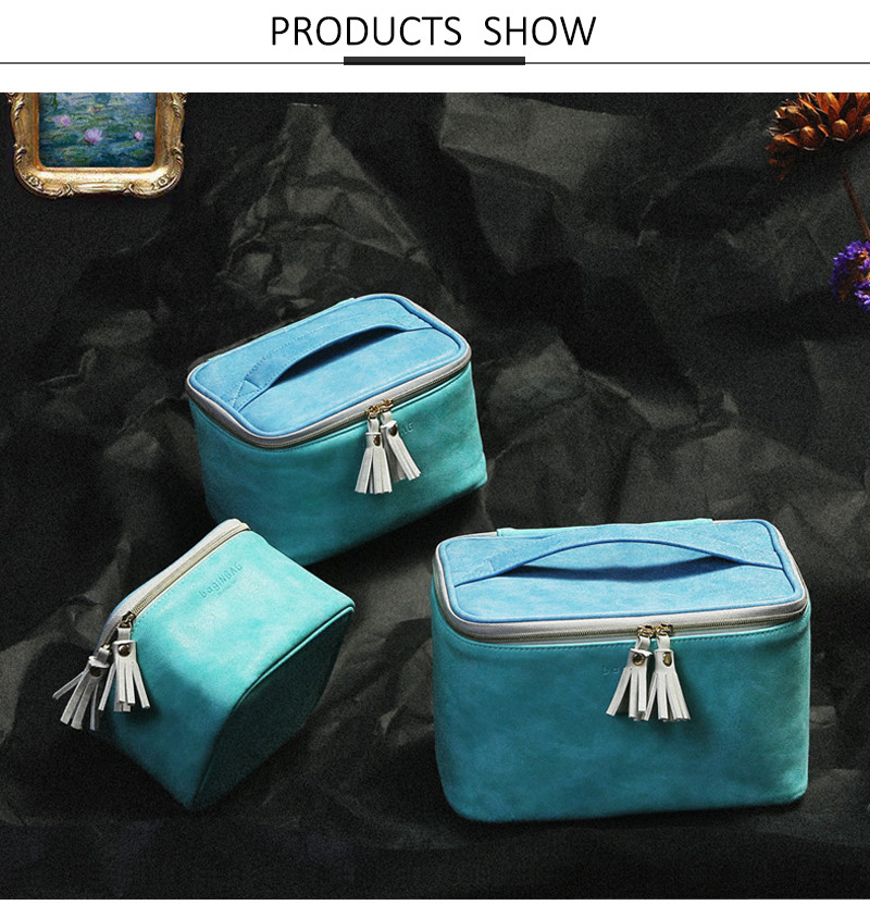 Cylinder Bucket Shape Cosmetic Makeup Bag PU Premium Beach Toiletry Bag