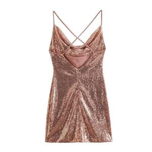 Wholesale OEM maufactory Sexy Sleeveless Temperament Sequins Polyester Skirt V Neck Skirt Dress from china suppliers