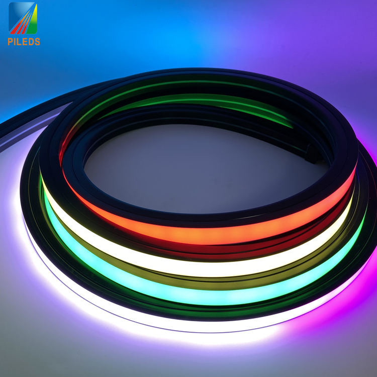 Digital Addressable LED Neon Rope Light Strip Programmable 12v Black Silicone Material