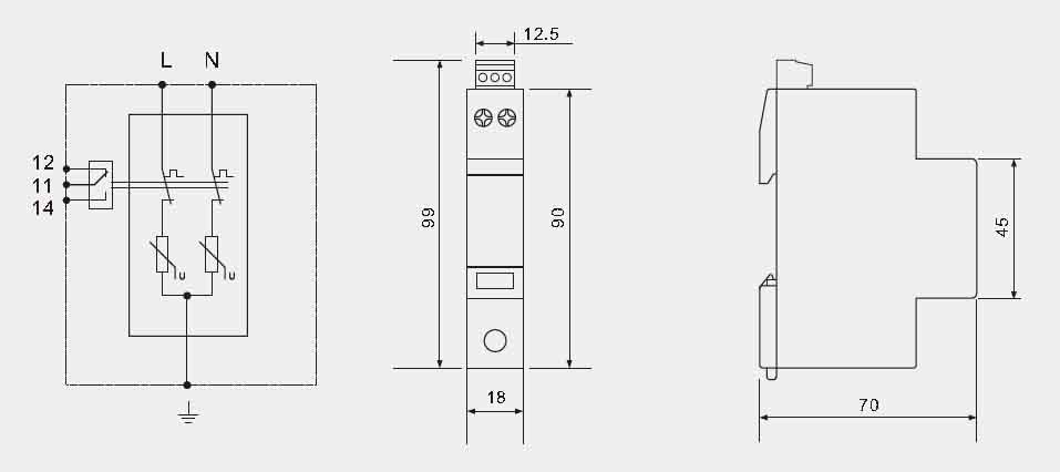 Single Module 2 Pole 20kA Surge Protective Device Type 3 With Window Indication