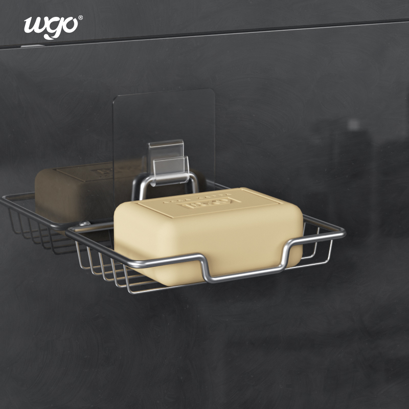 Steel Self Adhesive Soap Dishes Sponge Case Dispenser Bathroom Accessory Wall Mounted Soap Dish Holder