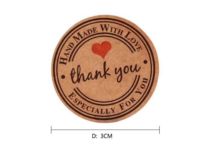 Thickness 2mm Brown Paper Sticky Labels Diameter 1.18 Inches For Wedding / Anniversary