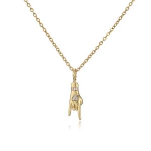 Wholesale ODM 18k Gold Chain Necklace Handsome Love You Unisex Gold Middle Finger Necklace from china suppliers