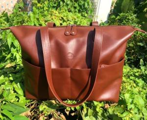 Wholesale Neutral PU Leather Baby Changing Bag , Messenger Diaper Bag 18&quot;W X 13&quot;H X 4.5&quot;D Inch from china suppliers