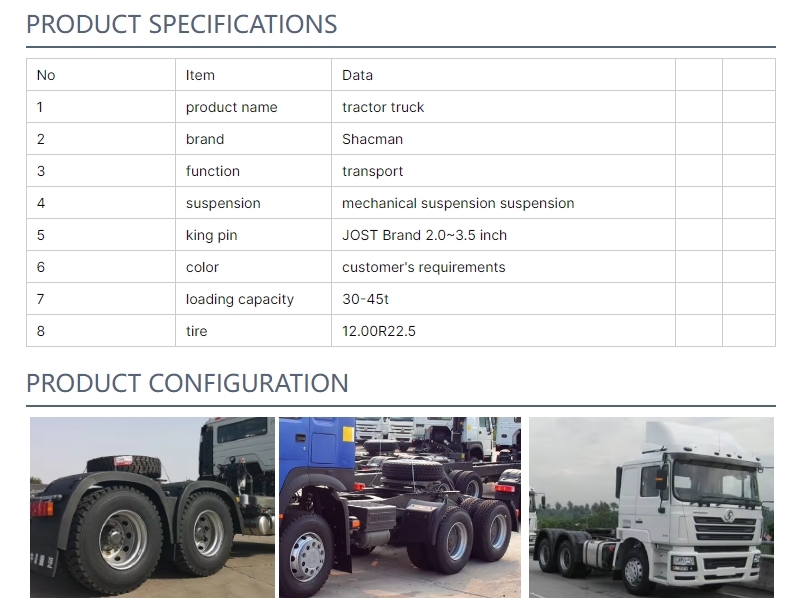 Shacman F3000 6*4 Tractor Trucks For Heavy-Duty Commercial Vehicles