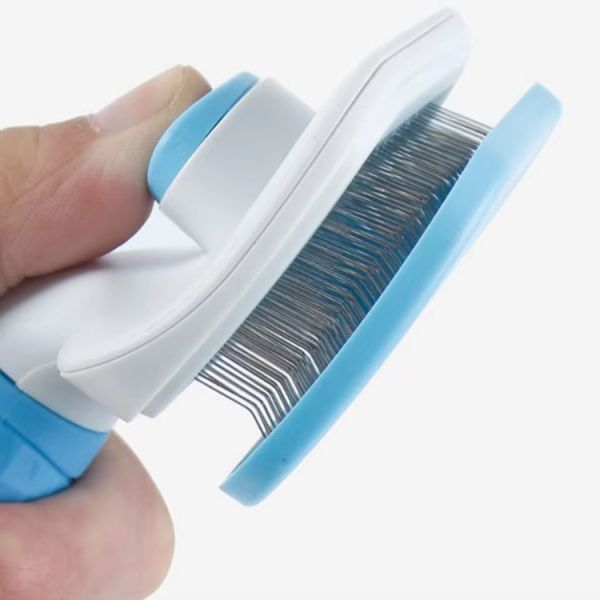 Blue / Pink / Gray Pet Grooming Brushes Self Cleaning Cat Slicker Brush