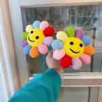 Colorful Knitted Pile Sunflower Bouquet Everlasting Flowers Rainbow Artificial