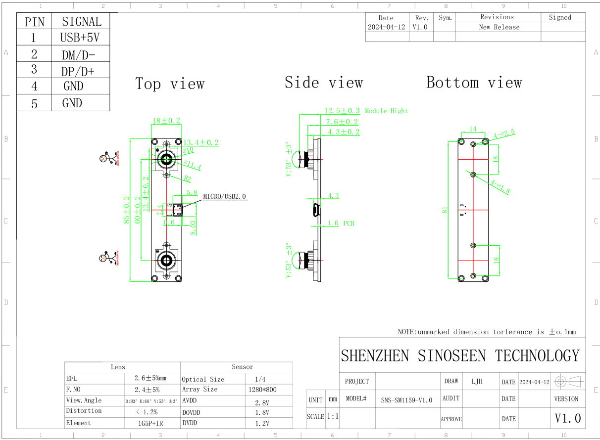 120 FPS USB Camera Module with Advanced Digital Sensors for Rich Colors and Imaging