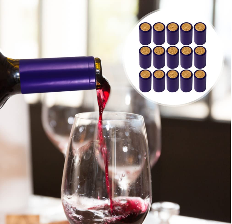 Aluminium Plastic Wine Bottle Heat Shrink Capsules With Blue Color And Custom Logo