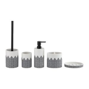 Wholesale White Color Bathroom Accessories Set With Black W Stripe round shape from china suppliers