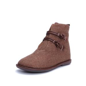 Wholesale S290 Autumn And Winter Hot Fashion Boots Women Retro Linen Women'S Shoes Flat Leather Buckle Women'S Shoes Ankle Boots from china suppliers