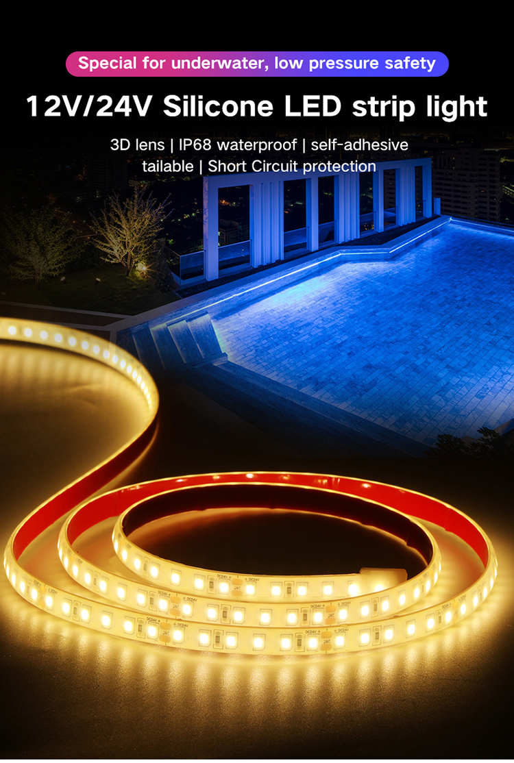 IP68 Weatherproof Dimmable 12V/24V LED Light Strip with 50000 Working Lifetime and CRI 90
