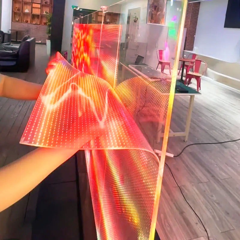 Long-lasting PU FPCB Material Indoor P8 Fixed LED Flexible transparent Screen with 100000 Hours Lifetime