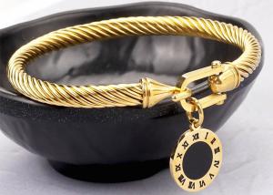 Wholesale 18k gold digital Roman tag jewelry bracelet Stainless Steel bracelet Female titanium steel plating Wire Rope accessorie from china suppliers