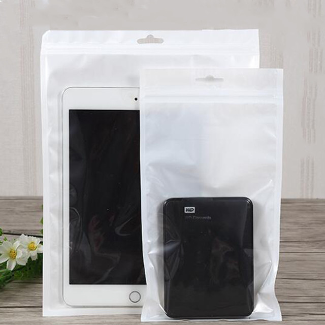 Plastic zipper bag with one side clear for cables phone case packing
