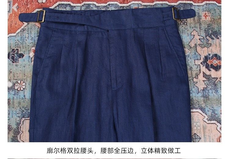 Breathable Men's Linen Shorts High Waist Loose Curled Casual Summer Quarter Pants Trousers