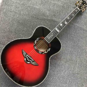 Wholesale Custom Solid Spruce Top Ebony Fingerboard Real Abalone Shell Binding Inlay 40 Inches Flamed Maple B side Acoustic Guitar from china suppliers