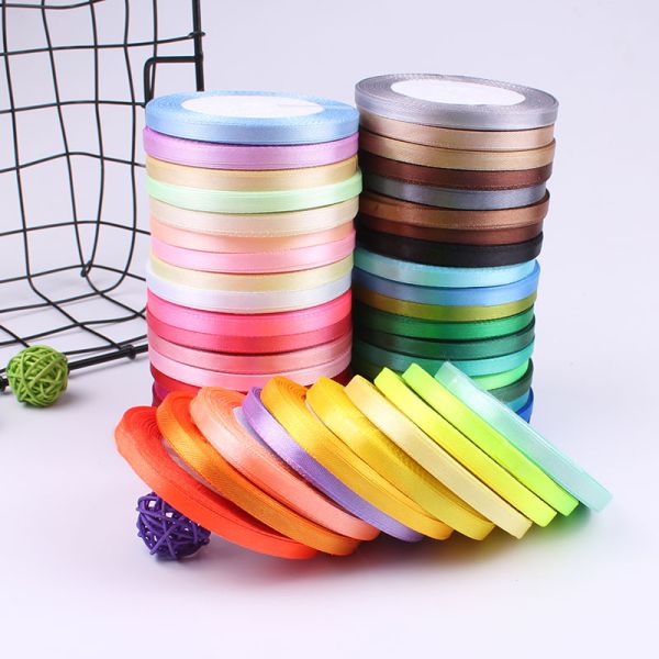 Wholesale Silkscreen print logo tapes for shoes clothes bags 5mm polyester silk satin gift ribbon