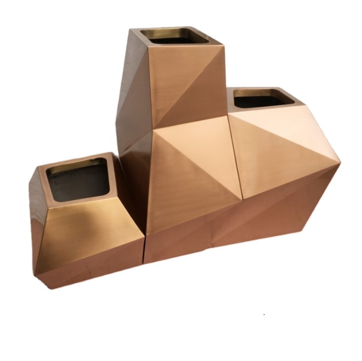 Rose gold color stainless steel different shapes flower pots