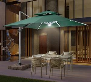 Wholesale OEM Aluminum Frame Parasol Cantilever Patio Umbrella With White LED Lights from china suppliers