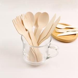 Wholesale 16cm Degradable Wooden Spoon Smooth Disposable Cutlery Set Family Party from china suppliers