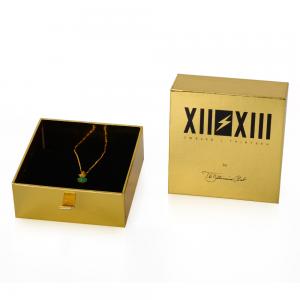 Wholesale Custom Logo Luxury Slide Drawer Gold Metallic Paper Necklace Velvet Jewelry Box from china suppliers