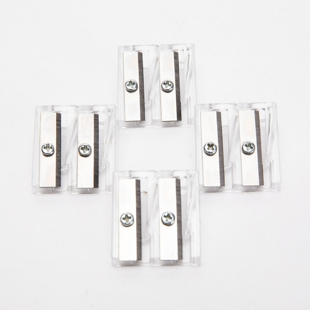 Double Hole Plastic 25mm Manual Pencil Sharpener Transparent