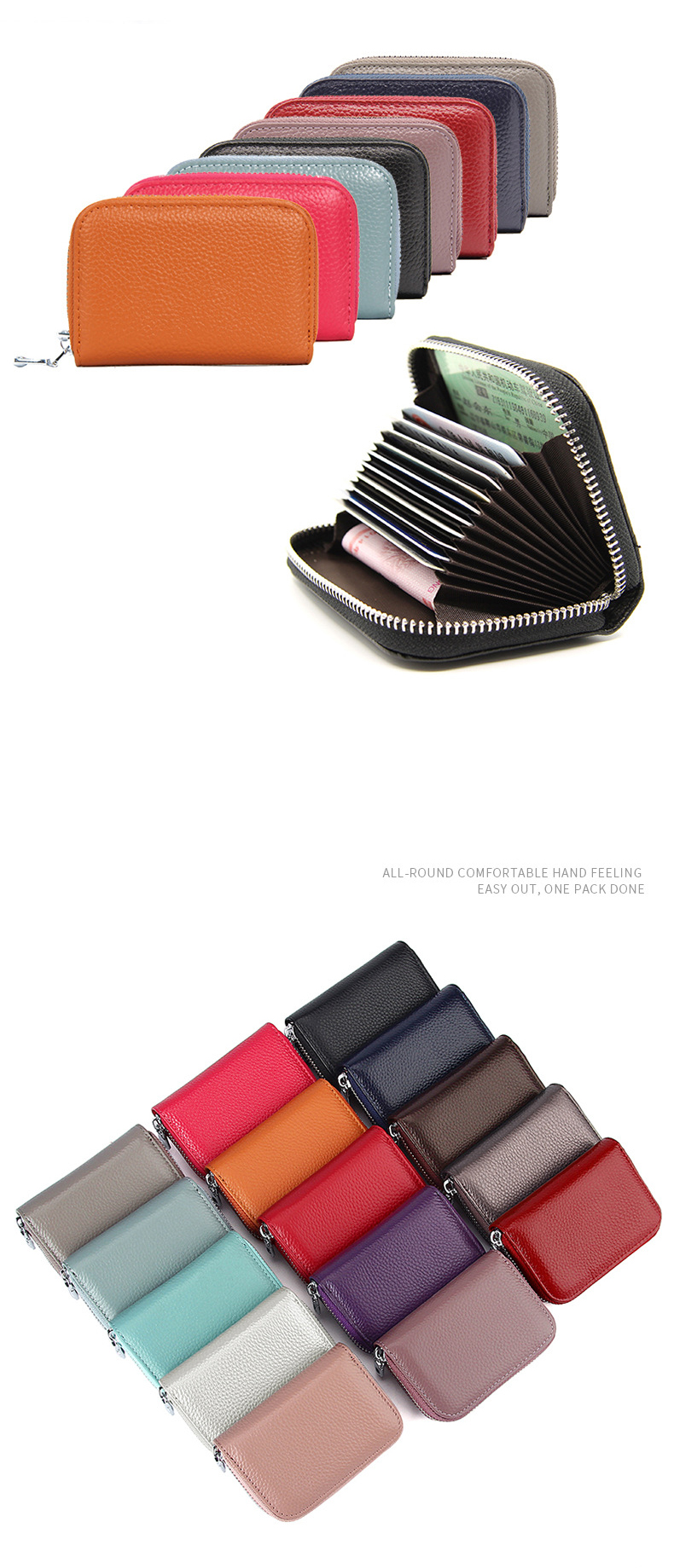 Short Genuine Leather Credit Card Holder for Women Advantage of Low MOQ Mix Models