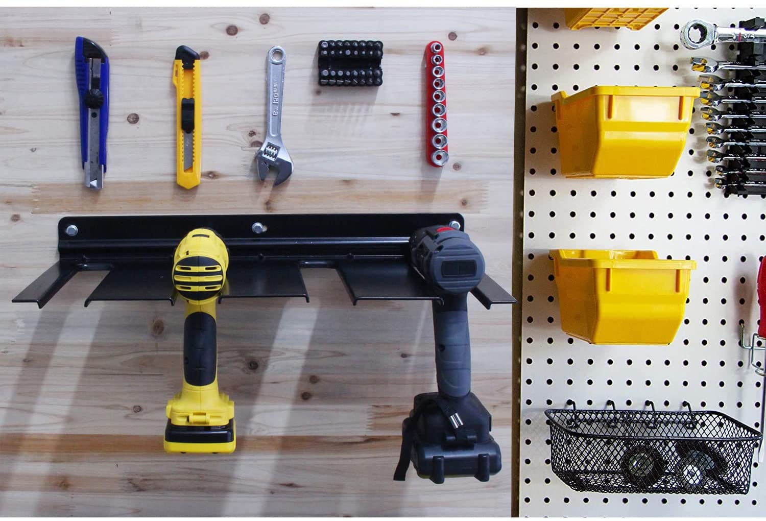 Wall Mount Drill Holder Holds 4 Drills, Electric Drill Tool Rack, Heavy Duty Utility Racks