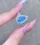 18K White Gold CVD Diamond Ring 2.32ct Blue Pear Cut Engagement Ring Jewelry