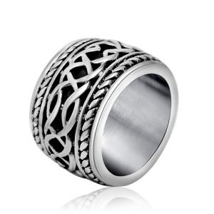 Wholesale Vintage Old Titanium Stainless Steel with Sterling Silver Plated Band Ring () from china suppliers