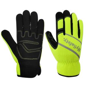 Wholesale Hi Visibility Green Mechanics Wear Gloves With Reflective Printing from china suppliers