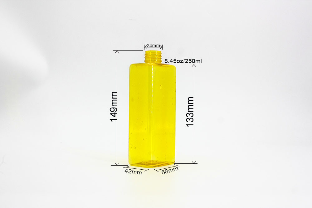 Yellow Cuboid Plastic 250ml 24mm Hand Sanitizer Gel Bottle