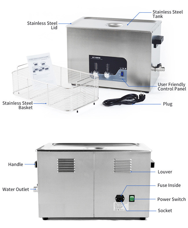 High Effiency Medical Ultrasonic Cleaner , Square SONIC Ultrasonic Cleaner 27L