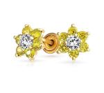 Flower Amethyst CZ Birthstone Baby Girls 925 Sterling Silver Screw Back Stud