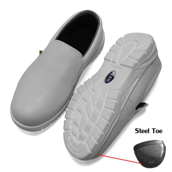 Cleanroom ESD Antistatic White Steel Toe Breathable Safety Shoe ESD Anti-Static