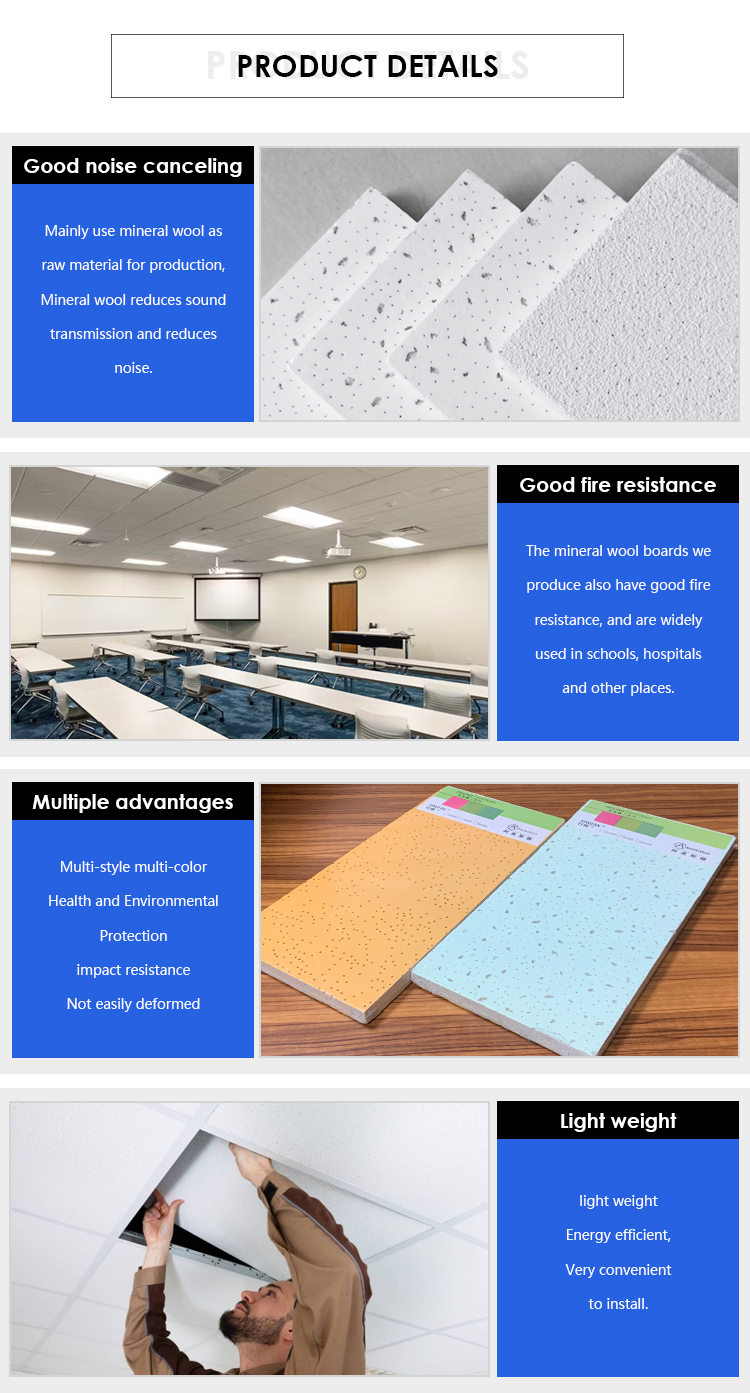 Square Mineral Fiber Ceiling Panels Modern Eco friendly For Acoustic